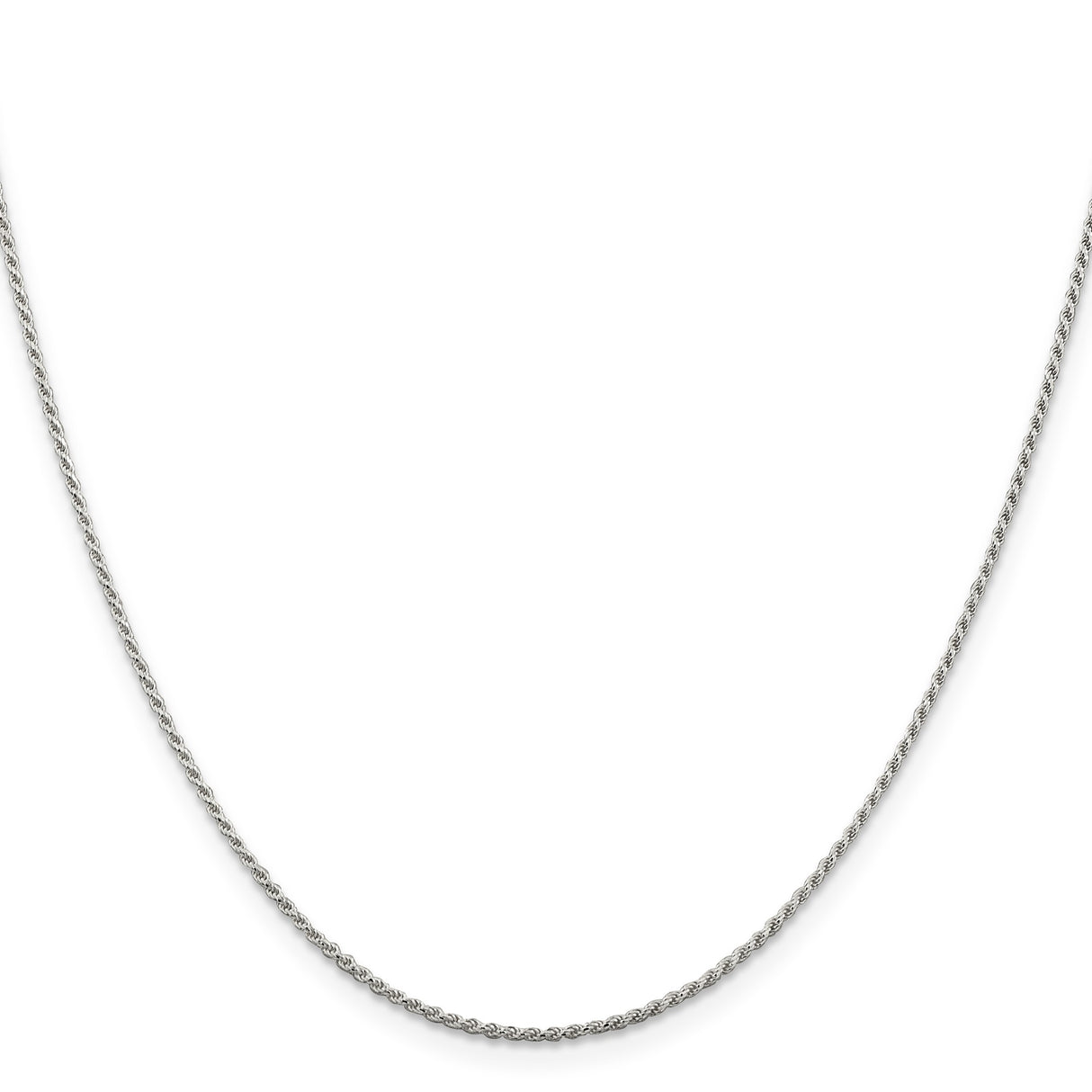 925 White Gold 1.2 mm Rope Chain Necklace, Polished