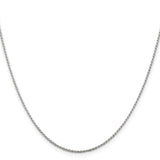 925 White Gold 1.2 mm Rope Chain Necklace, Polished