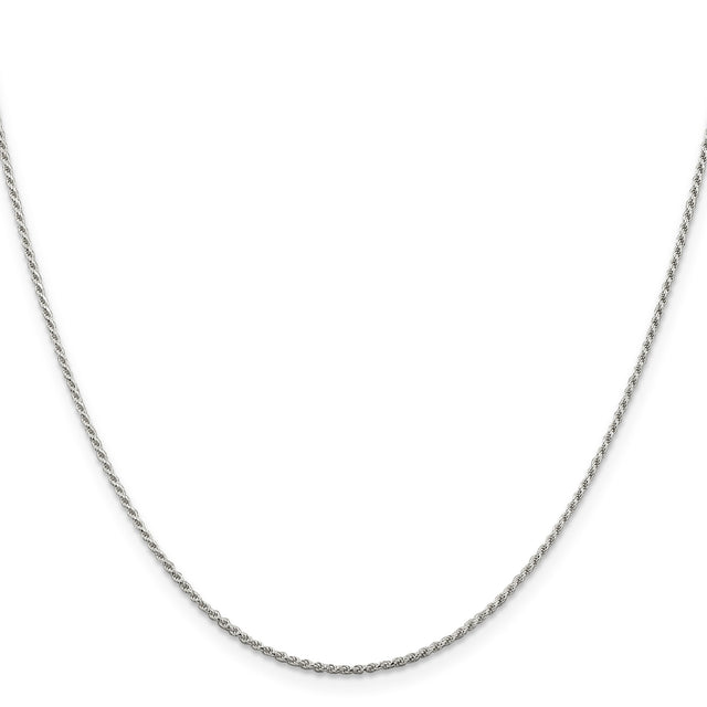 925 White Gold 1.2 mm Rope Chain Necklace, Polished