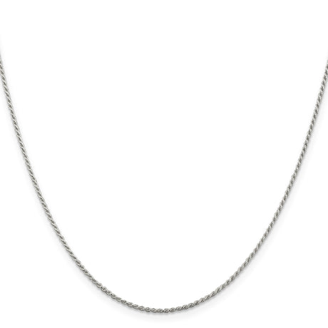 925 White Gold 1.2 mm Rope Chain Necklace, Polished