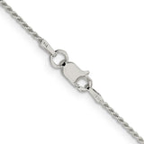 925 White Gold 1.2 mm Rope Chain Necklace, Polished alternate angle
