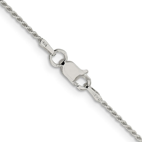 925 White Gold 1.2 mm Rope Chain Necklace, Polished alternate angle