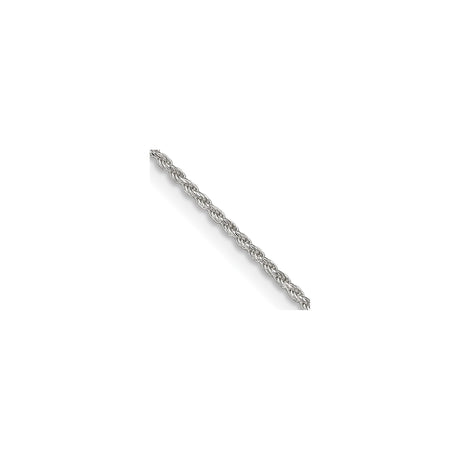 925 White Gold 1.2 mm Rope Chain Necklace, Polished alternate angle