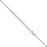 925 White Gold 1.2 mm Rope Chain Necklace, Polished detail view