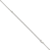 925 White Gold 1.2 mm Rope Chain Necklace, Polished detail view