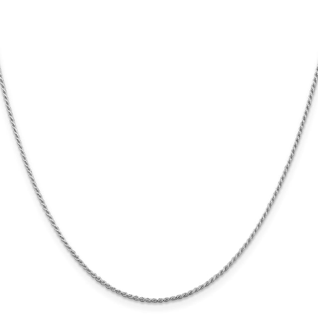 925 White Gold 1.1 mm Rope Chain Necklace, Polished