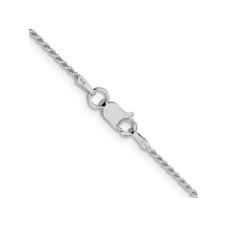 925 White Gold 1.1 mm Rope Chain Necklace, Polished alternate angle