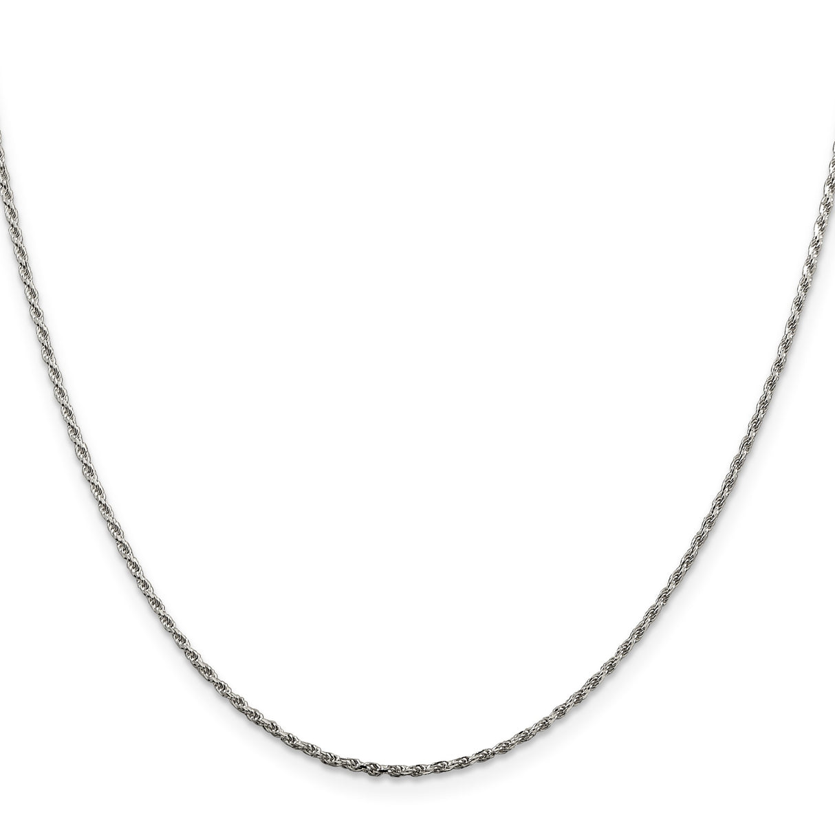 925 White Gold 1.5 mm Rope Chain Necklace, Polished