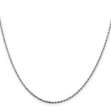 925 White Gold 1.5 mm Rope Chain Necklace, Polished