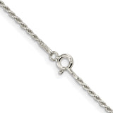 925 White Gold 1.5 mm Rope Chain Necklace, Polished alternate angle