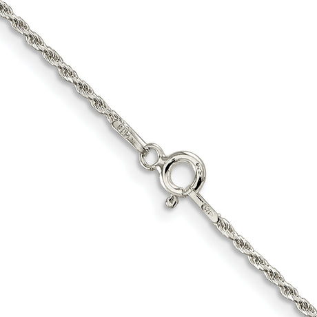 925 White Gold 1.5 mm Rope Chain Necklace, Polished alternate angle