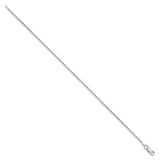 925 White Gold 1.5 mm Rope Chain Anklet, Polished