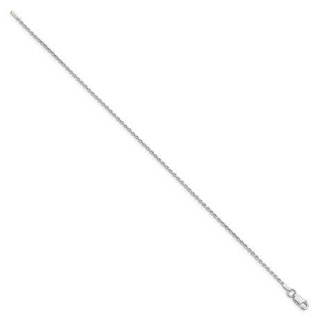 925 White Gold 1.5 mm Rope Chain Bracelet, Polished
