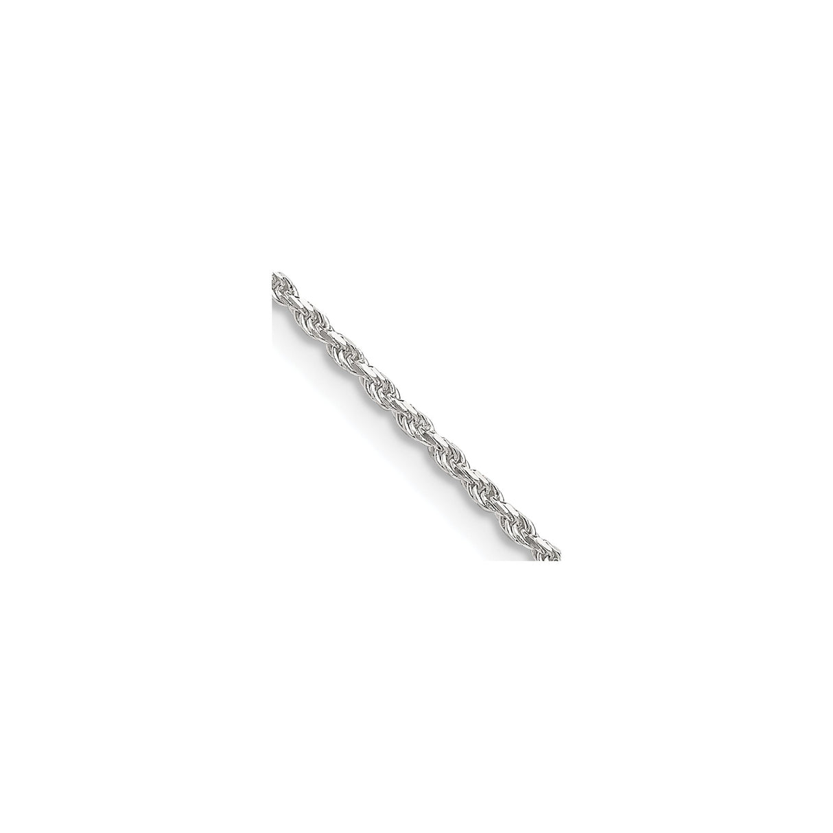 925 White Gold 1.5 mm Rope Chain Necklace, Polished alternate angle