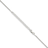 925 White Gold 1.5 mm Rope Chain Necklace, Polished detail view