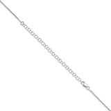 925 White Gold 1.5 mm Rope Chain Necklace, Polished detail view