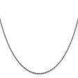 925 White Gold 1.5 mm Rope Chain Necklace, Polished