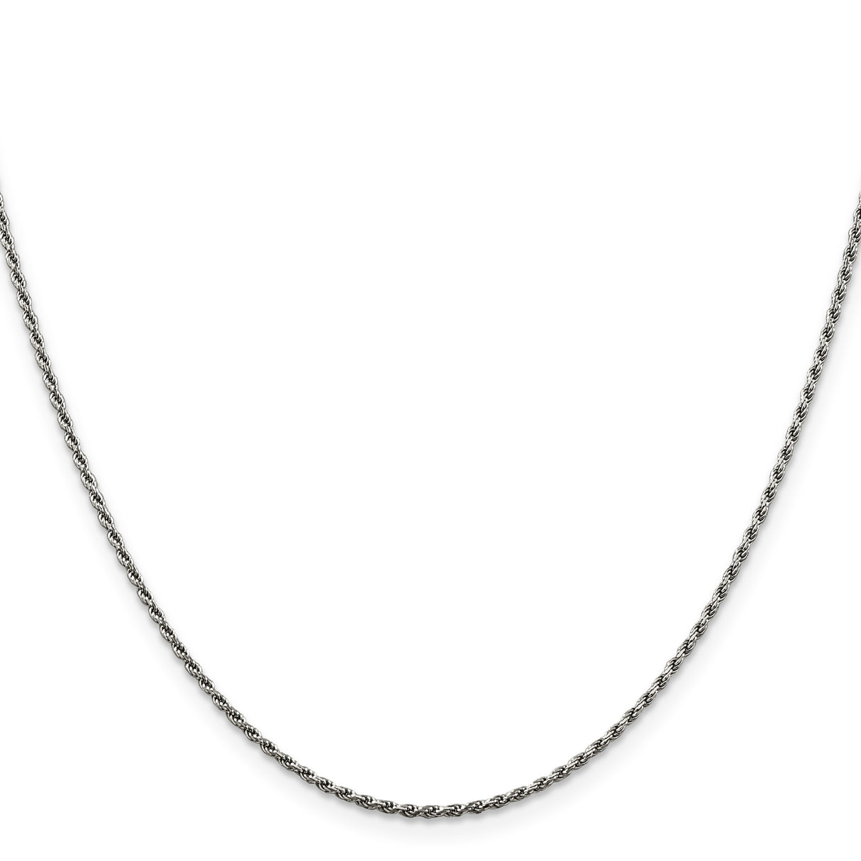 925 White Gold 1.5 mm Rope Chain Necklace, Polished