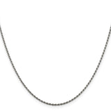 925 White Gold 1.5 mm Rope Chain Necklace, Polished