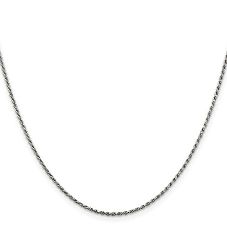 925 White Gold 1.5 mm Rope Chain Necklace, Polished