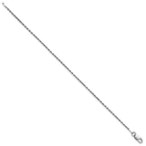 925 White Gold 1.5 mm Rope Chain Anklet, Polished
