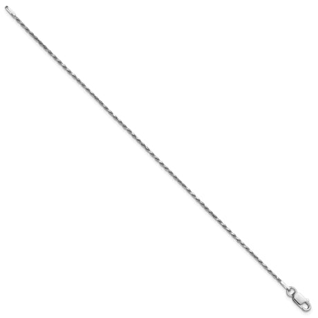 925 White Gold 1.5 mm Rope Chain Bracelet, Polished