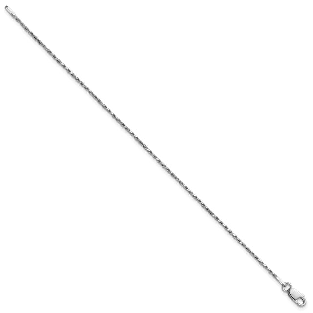 925 White Gold 1.5 mm Rope Chain Bracelet, Polished