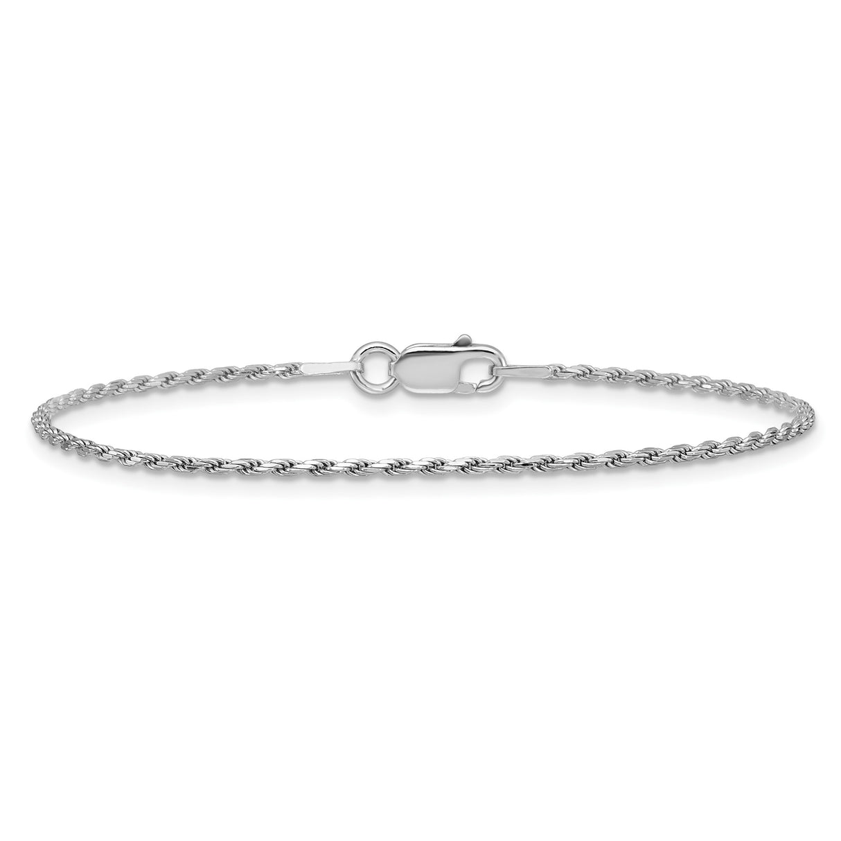 925 White Gold 1.5 mm Rope Chain Bracelet, Polished alternate angle