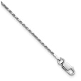 925 White Gold 1.5 mm Rope Chain Bracelet, Polished detail view