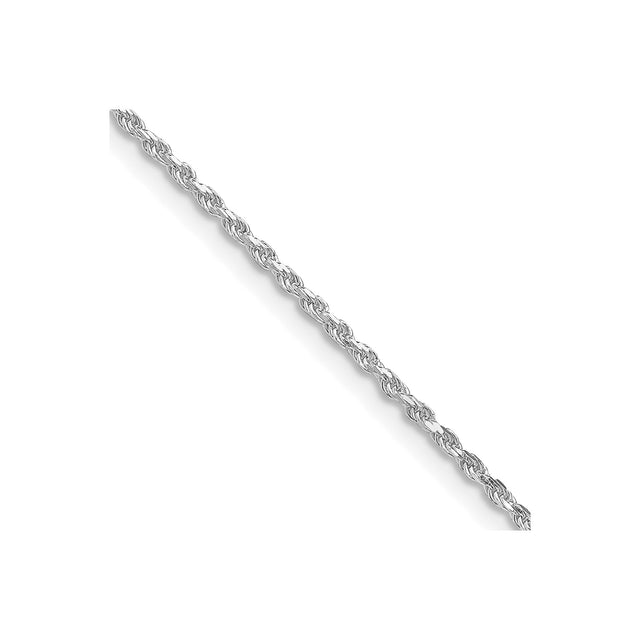 925 White Gold 1.5 mm Rope Chain Necklace, Polished