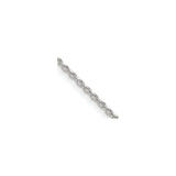 925 White Gold 1.5 mm Rope Chain Necklace, Polished detail view