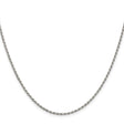 925 White Gold 1.7 mm Rope Chain Necklace, Polished