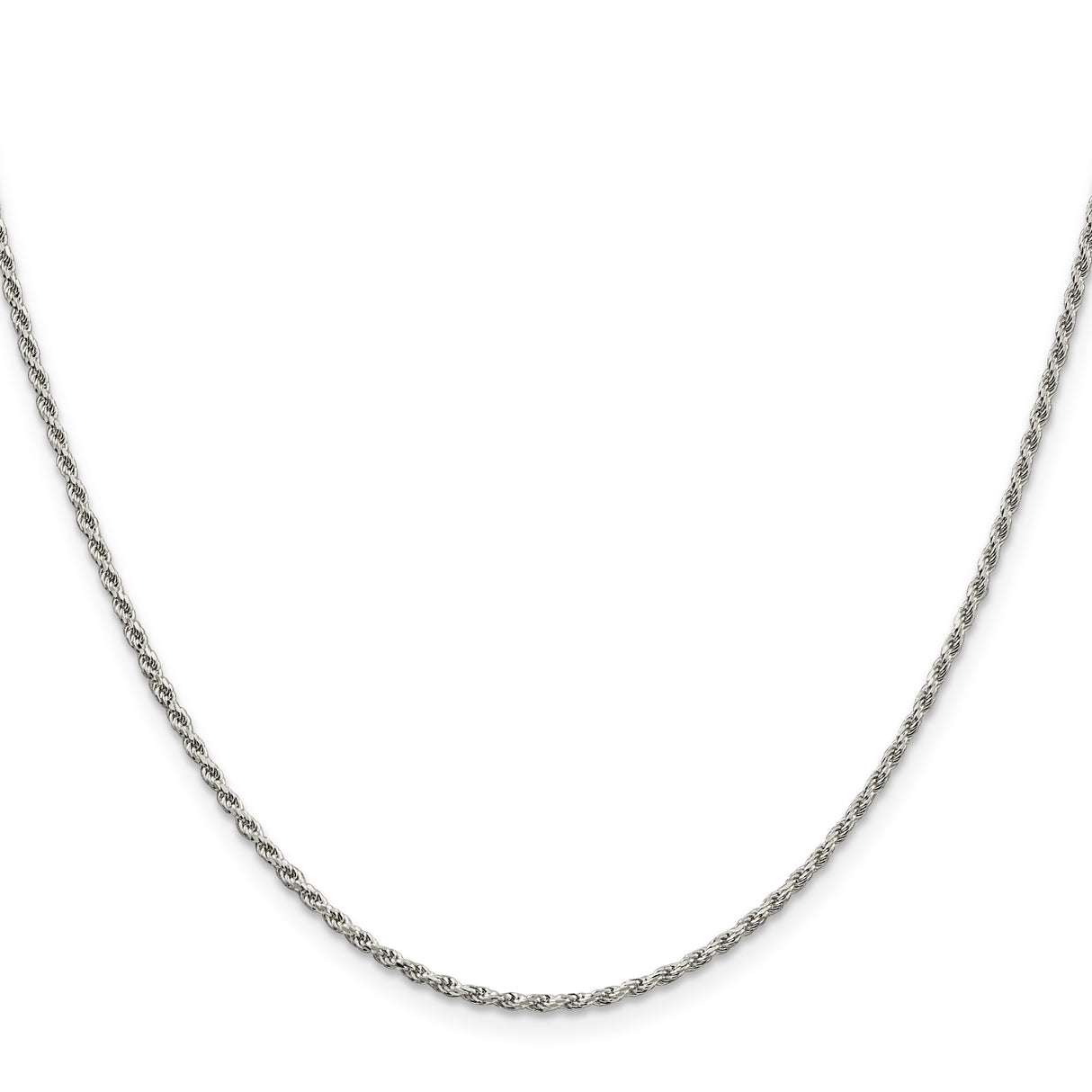 925 White Gold 1.7 mm Rope Chain Necklace, Polished