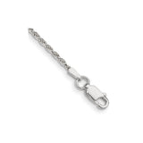 925 White Gold 1.7 mm Rope Chain Bracelet, Polished shown for scale