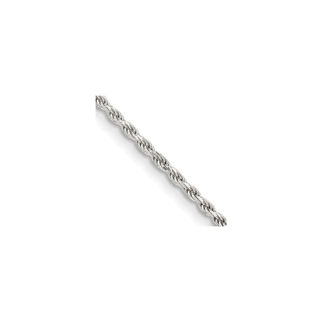 925 White Gold 1.7 mm Rope Chain Necklace, Polished alternate angle