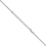 925 White Gold 1.7 mm Rope Chain Necklace, Polished detail view