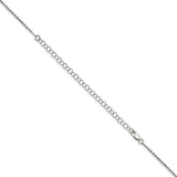 925 White Gold 1.7 mm Rope Chain Necklace, Polished detail view