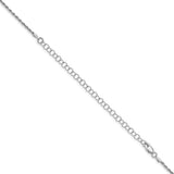 925 White Gold 1.7 mm Rope Chain Necklace, Polished detail view