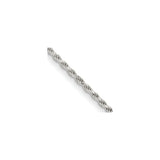 925 White Gold 1.7 mm Rope Chain Necklace, Polished detail view