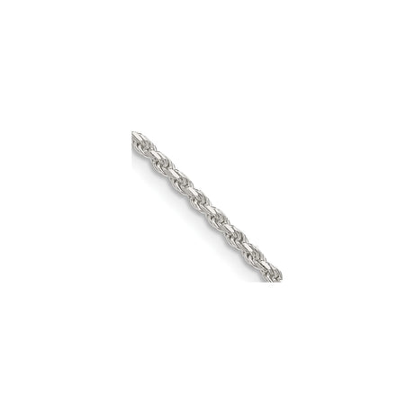 925 White Gold 1.85 mm Rope Chain Necklace, Polished alternate angle