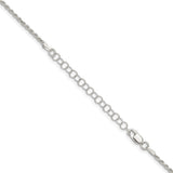 925 White Gold 1.85 mm Rope Chain Necklace, Polished detail view