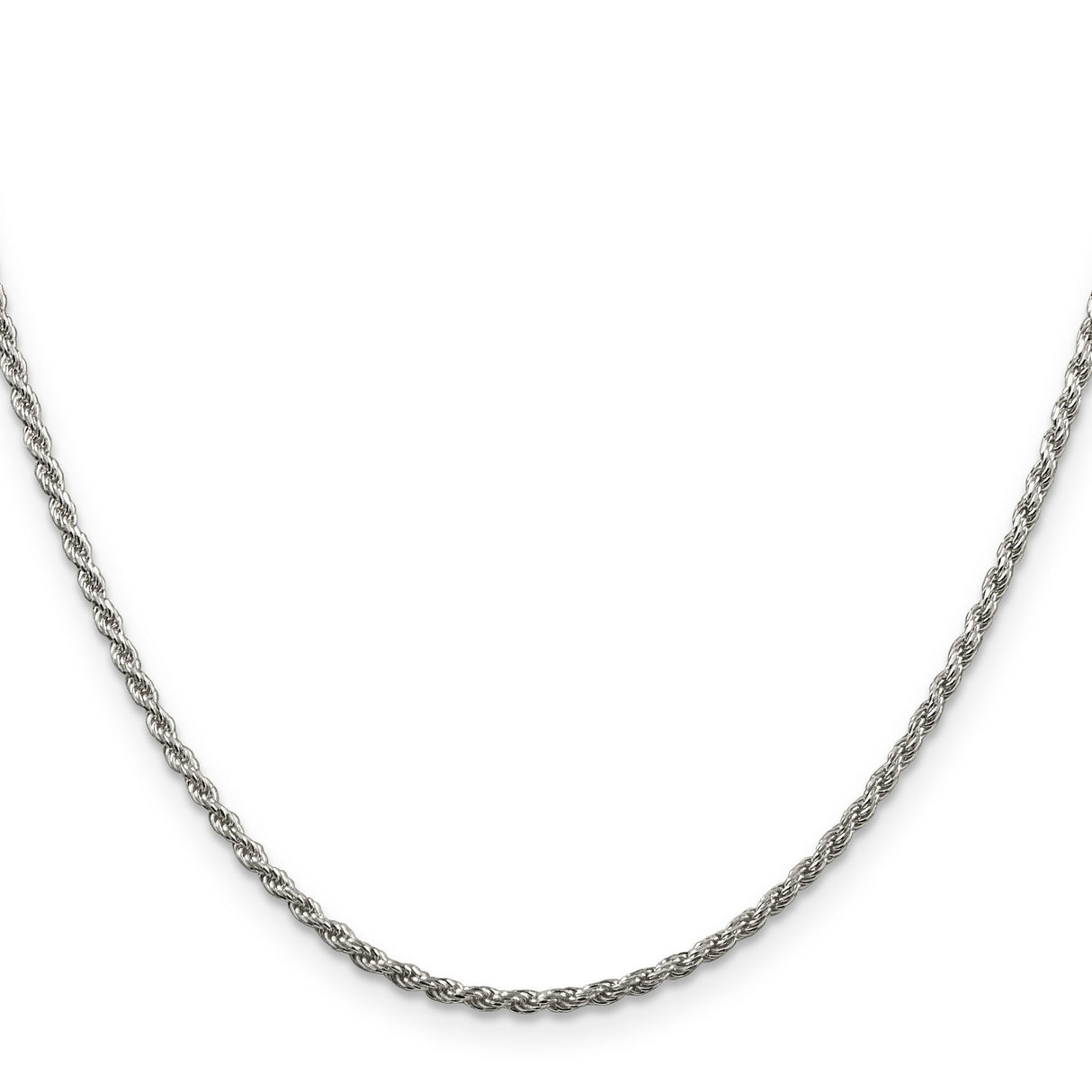 925 White Gold 1.85 mm Rope Chain Necklace, Polished