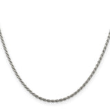 925 White Gold 1.85 mm Rope Chain Necklace, Polished