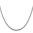 925 White Gold 2.25 mm Rope Chain Necklace, Polished