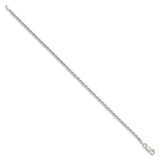 925 White Gold 2.25 mm Rope Chain Anklet, Polished