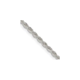 925 White Gold 2.25 mm Rope Chain Necklace, Polished alternate angle