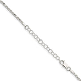 925 White Gold 2.25 mm Rope Chain Necklace, Polished detail view
