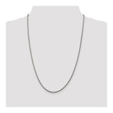 925 White Gold 2.25 mm Rope Chain Necklace, Polished