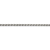 925 White Gold 2.25 mm Rope Chain Necklace, Polished alternate angle