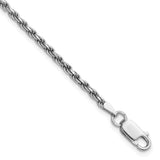 925 White Gold 2.25 mm Rope Chain Bracelet, Polished detail view